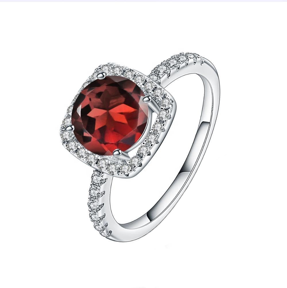 Heritage Garnet Halo Ring - Round Brilliant