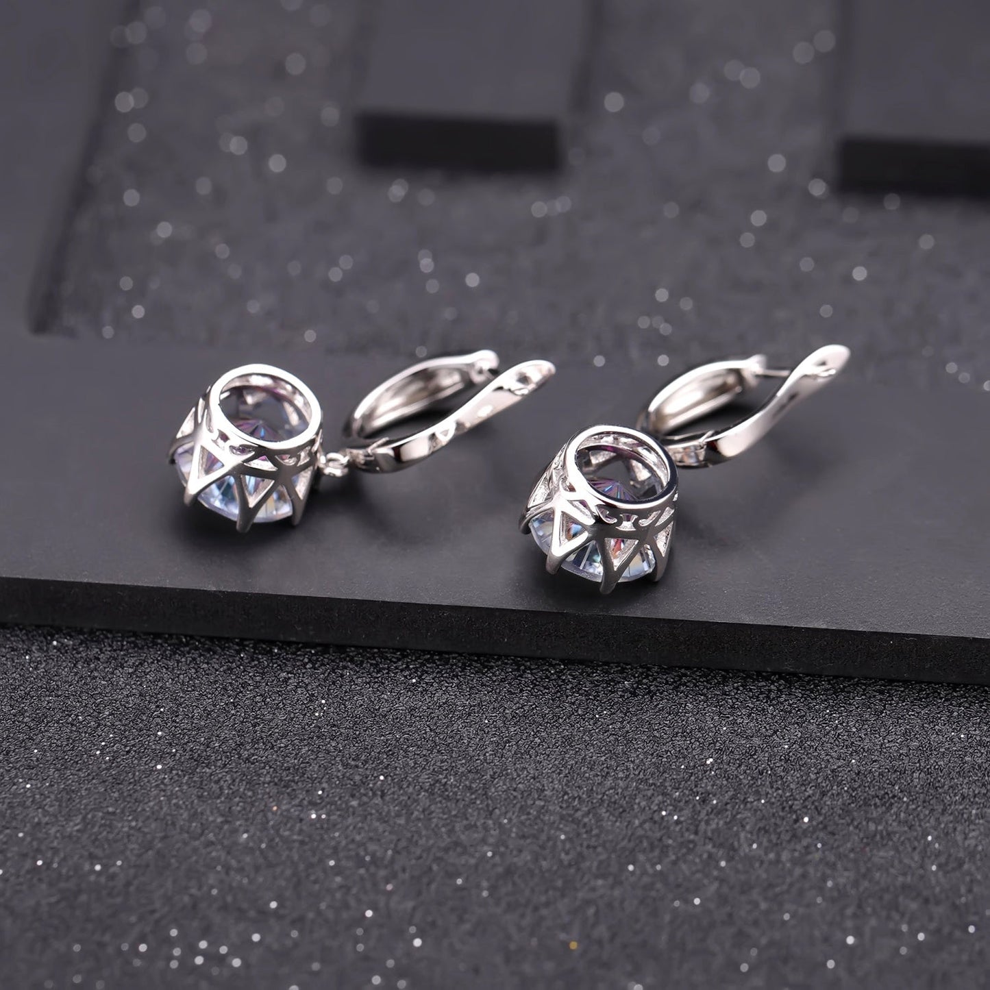 Mystic Quartz 12mm Round Brilliant Drop Earrings