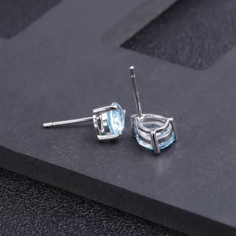 Blue Topaz 0.84ct Pear-Cut Solitaire Stud Earrings