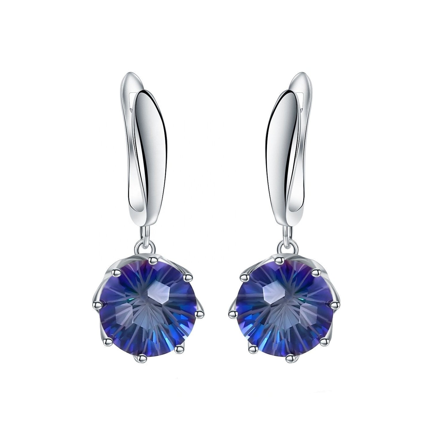 Mystic Quartz 12mm Round Brilliant Drop Earrings