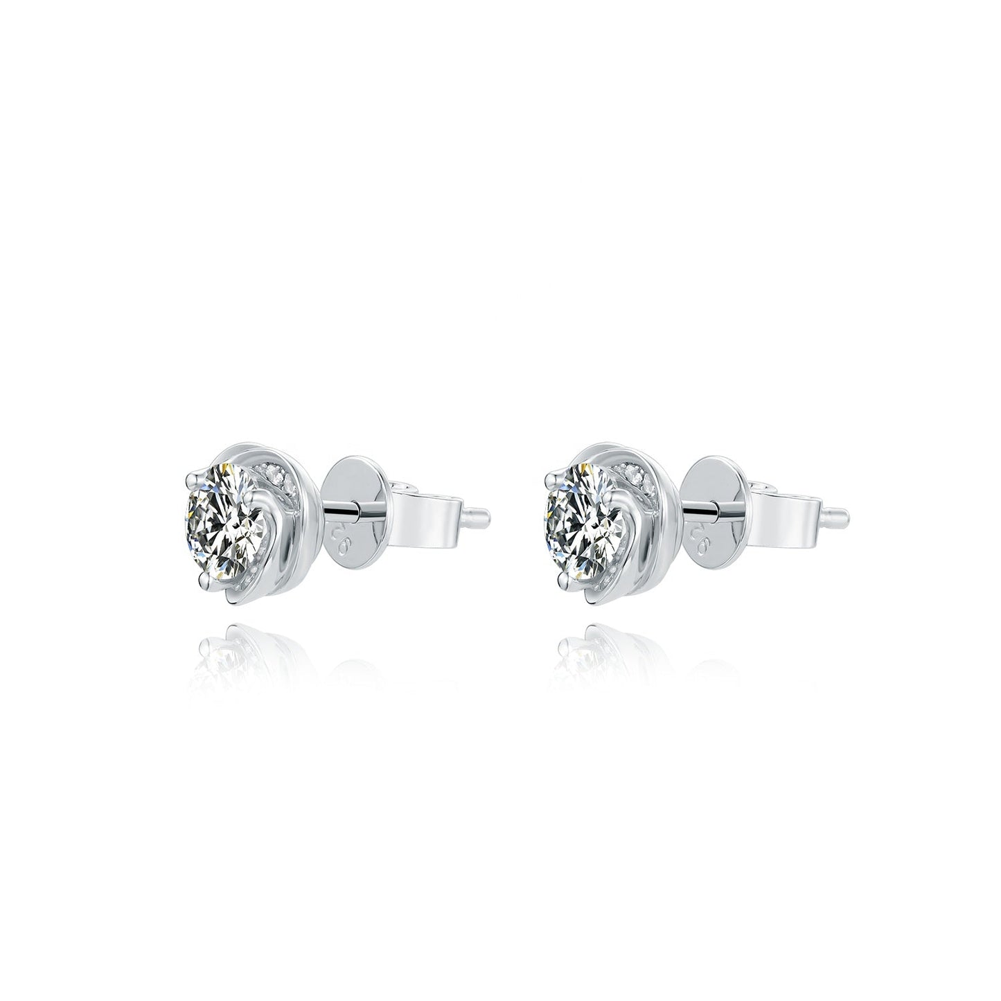 Heart Moissanite Stud Earrings Set in Sterling Silver