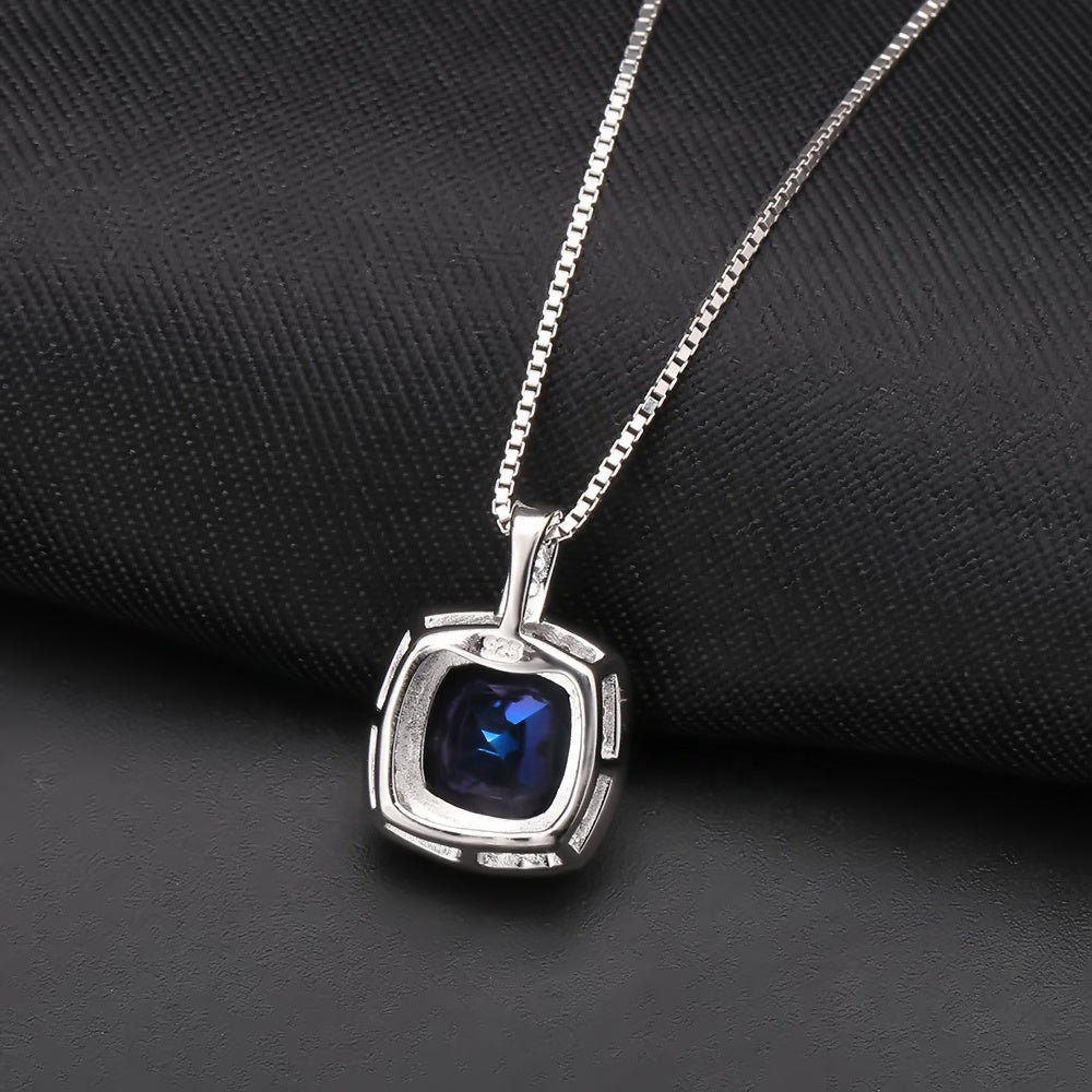 Mystic Quartz 3.67ct Cushion Cut Halo Pendant Necklace