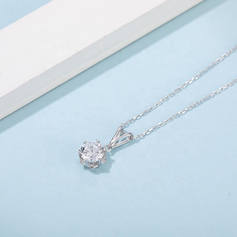Snowflake 6 Claw 1.00ct Moissanite Pendant Set in Sterling Silver