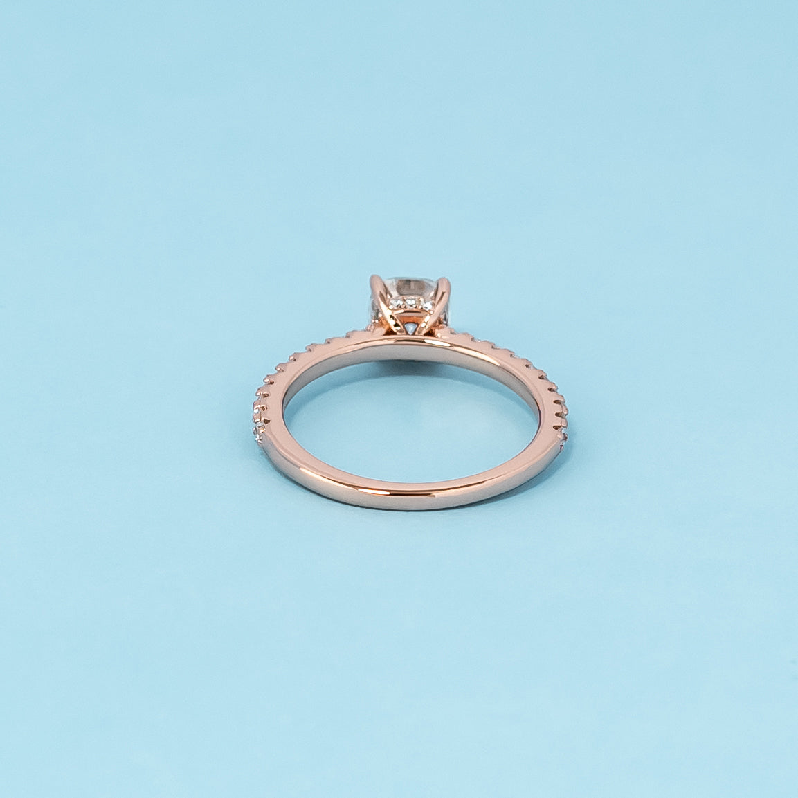 Cushion Cut Moissanite Engagement Ring Set in 9ct Rose Gold
