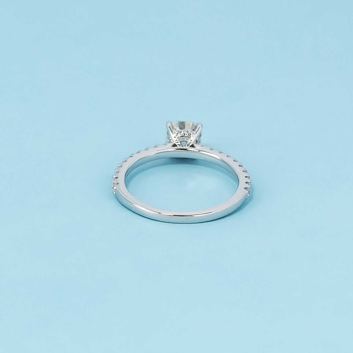 Cushion Cut Moissanite Engagement Ring Set in 9ct White Gold