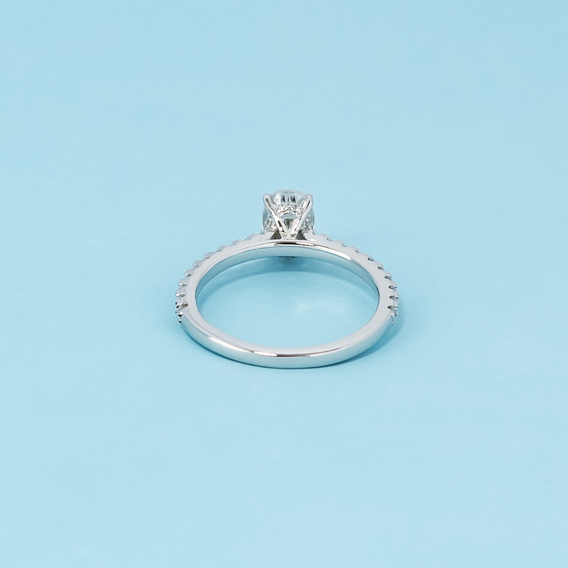 Oval Cut Moissanite Engagement Ring Set in 9ct White Gold