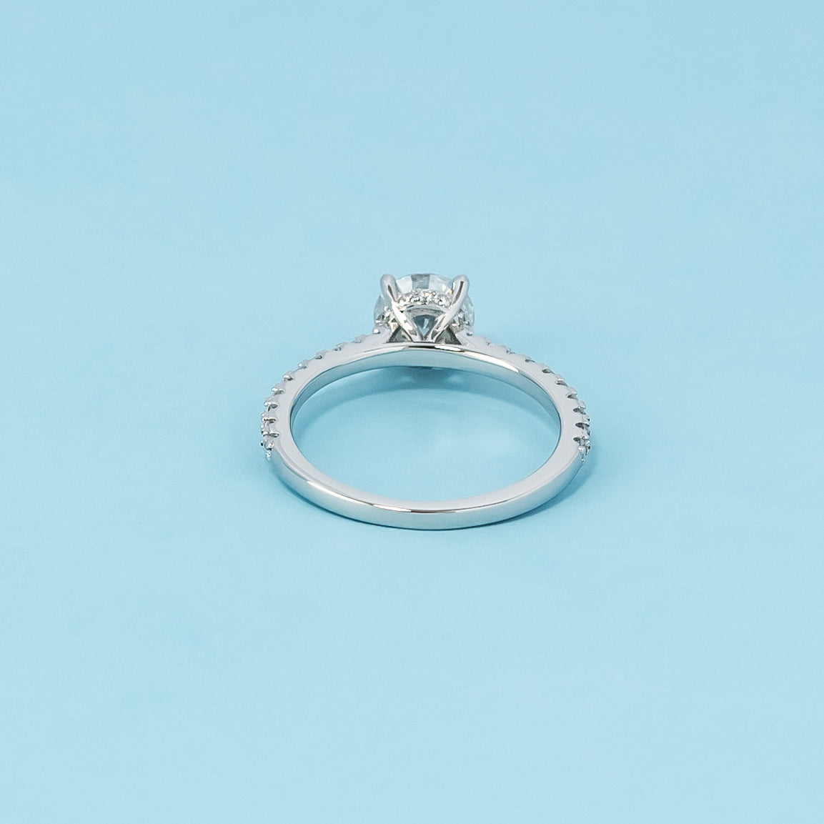 Round Brilliant Moissanite Engagement Ring Set in 9ct White Gold