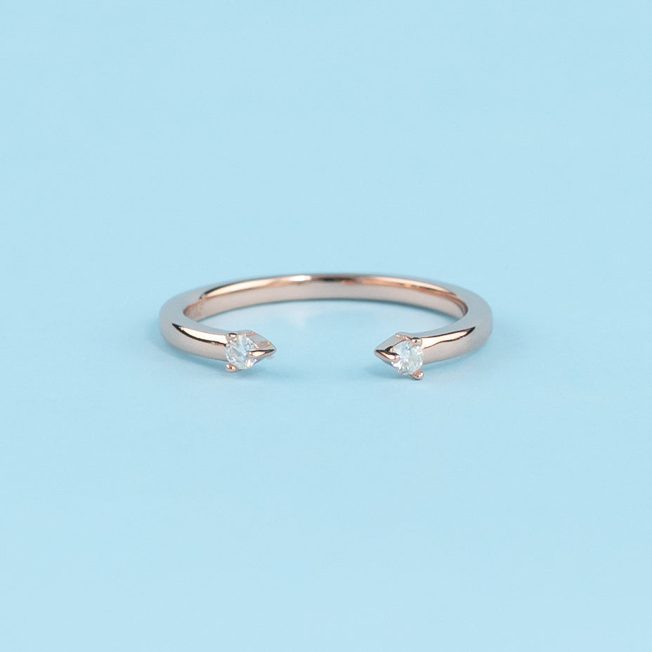 Open Eternal Moissanite Wedding Band Set in 9ct Rose Gold