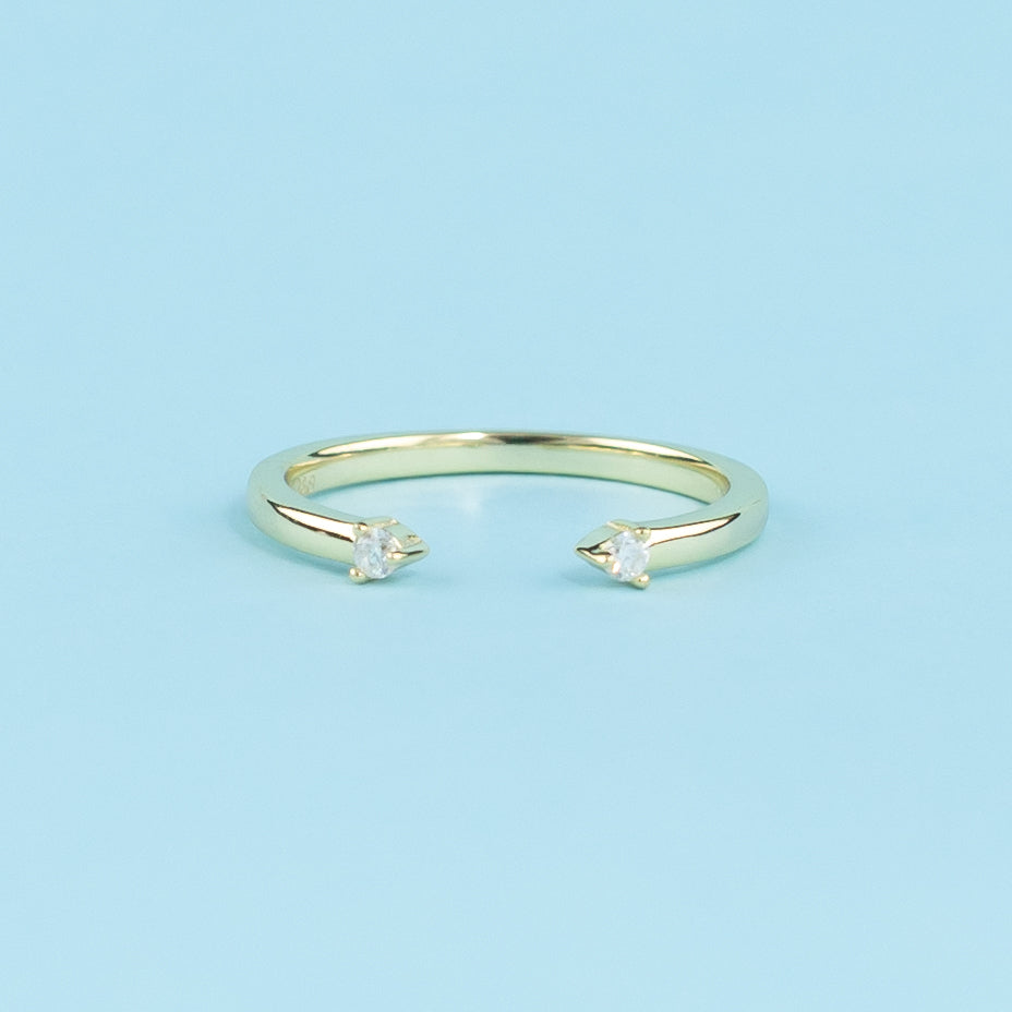 Open Eternal Moissanite Wedding Band Set in 9ct Yellow Gold
