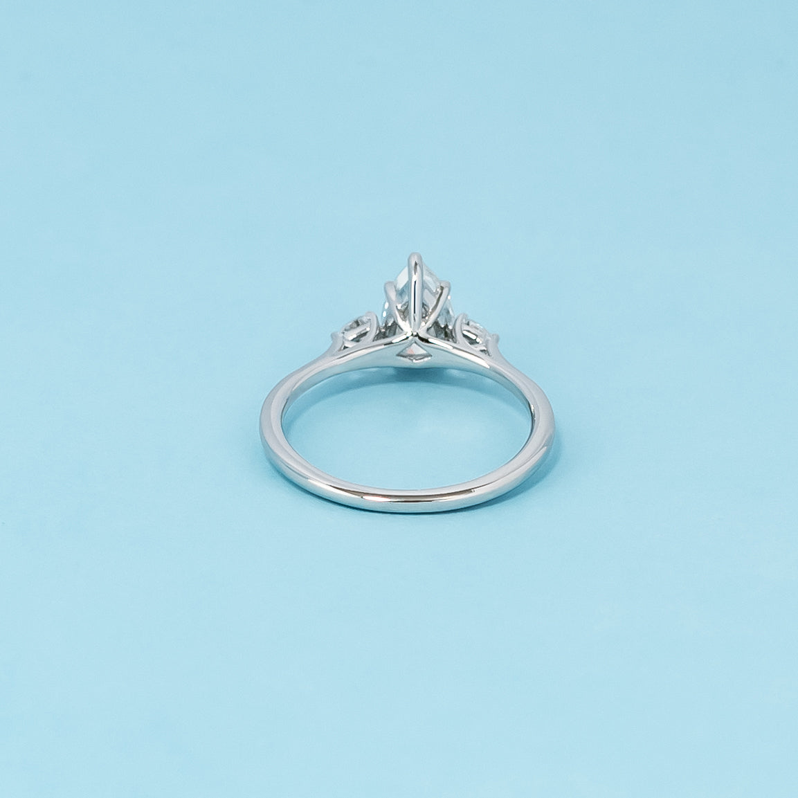 Trinity Pear Shape Moissanite Engagement Ring Set in 9ct White Gold