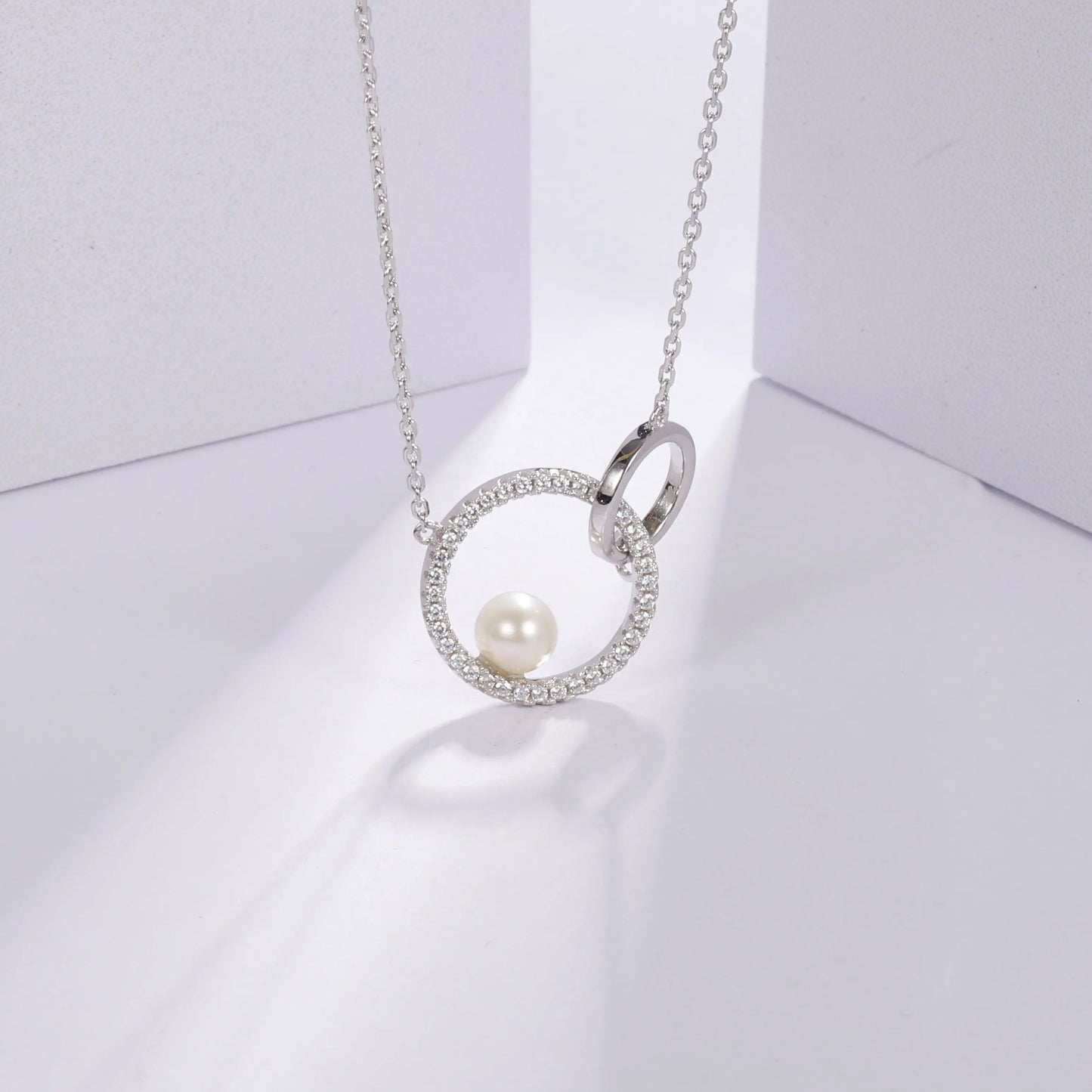 Freshwater Pearl & Cubic Zirconia Infinity Pendant Necklace