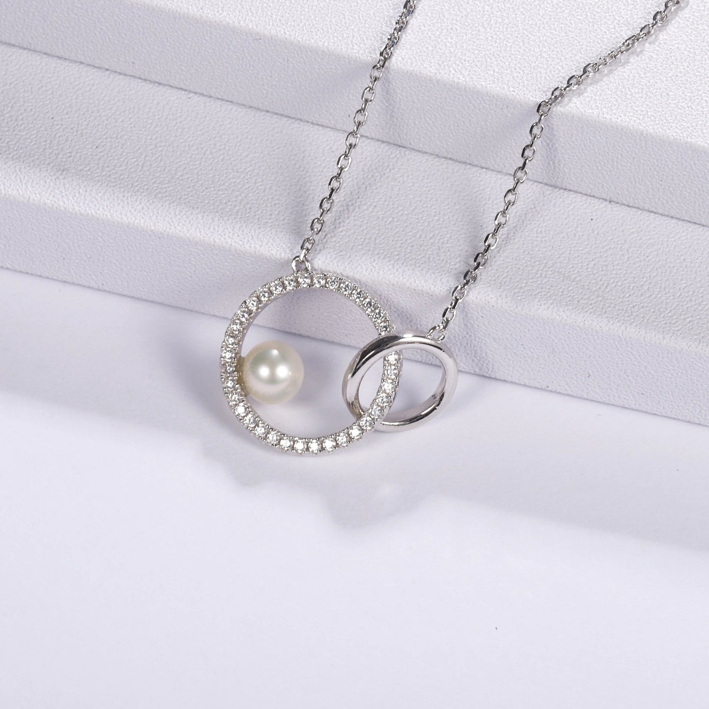 Freshwater Pearl & Cubic Zirconia Infinity Pendant Necklace