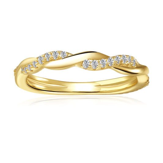 Spiral Moissanite Wedding Band Set in 9ct Yellow Gold
