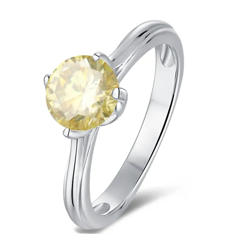 Tulip Solitaire 1.00ct Yellow Moissanite Engagement Ring Set in Sterling Silver
