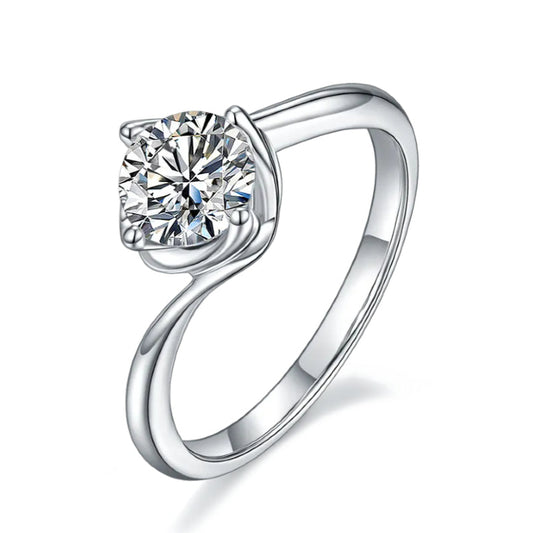 Woven Basket Solitaire 1.00ct Moissanite Engagement Ring Set in Sterling Silver