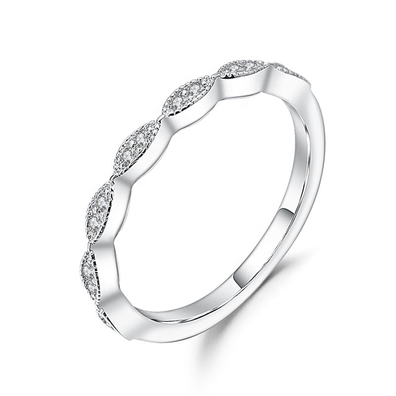 Timeless Moissanite Wedding Band Set in Sterling Silver
