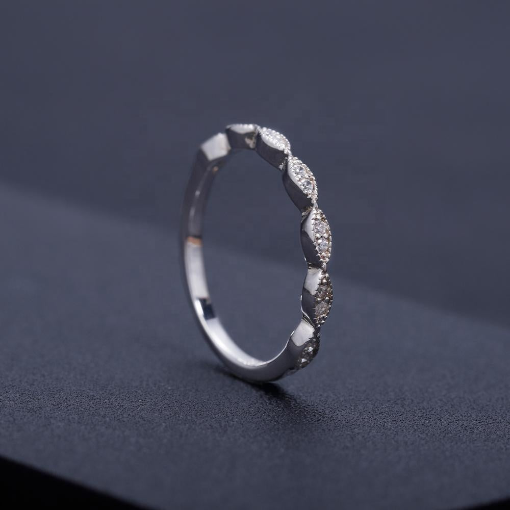 Timeless Moissanite Wedding Band Set in Sterling Silver
