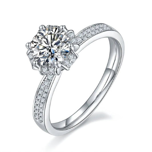 Timeless Pave 1.00ct Moissanite Engagement Ring Set In Sterling Silver
