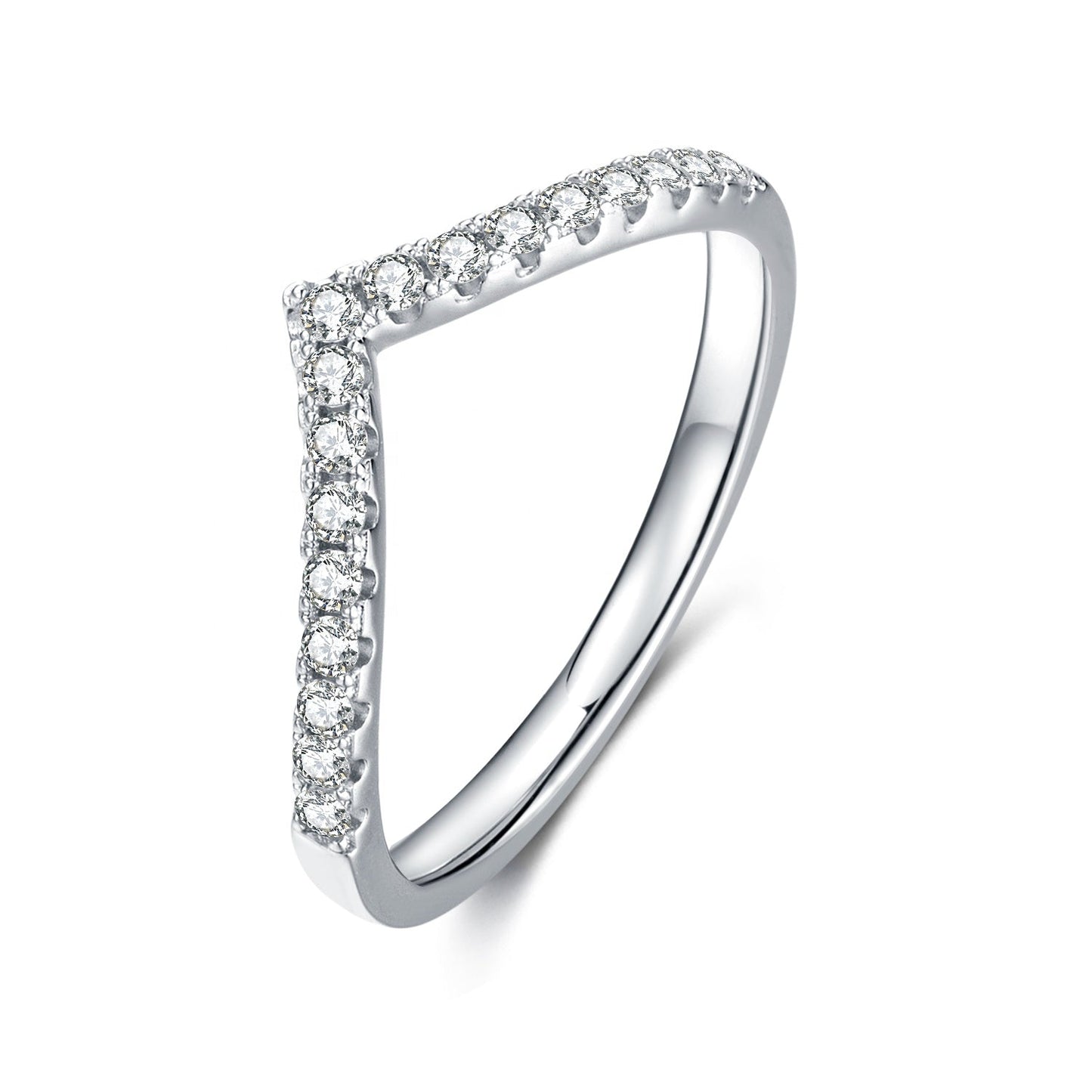 Wishbone Moissanite Wedding Band Set in Sterling Silver