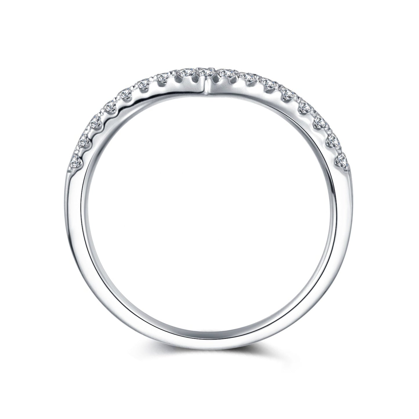 Wishbone Moissanite Wedding Band Set in Sterling Silver