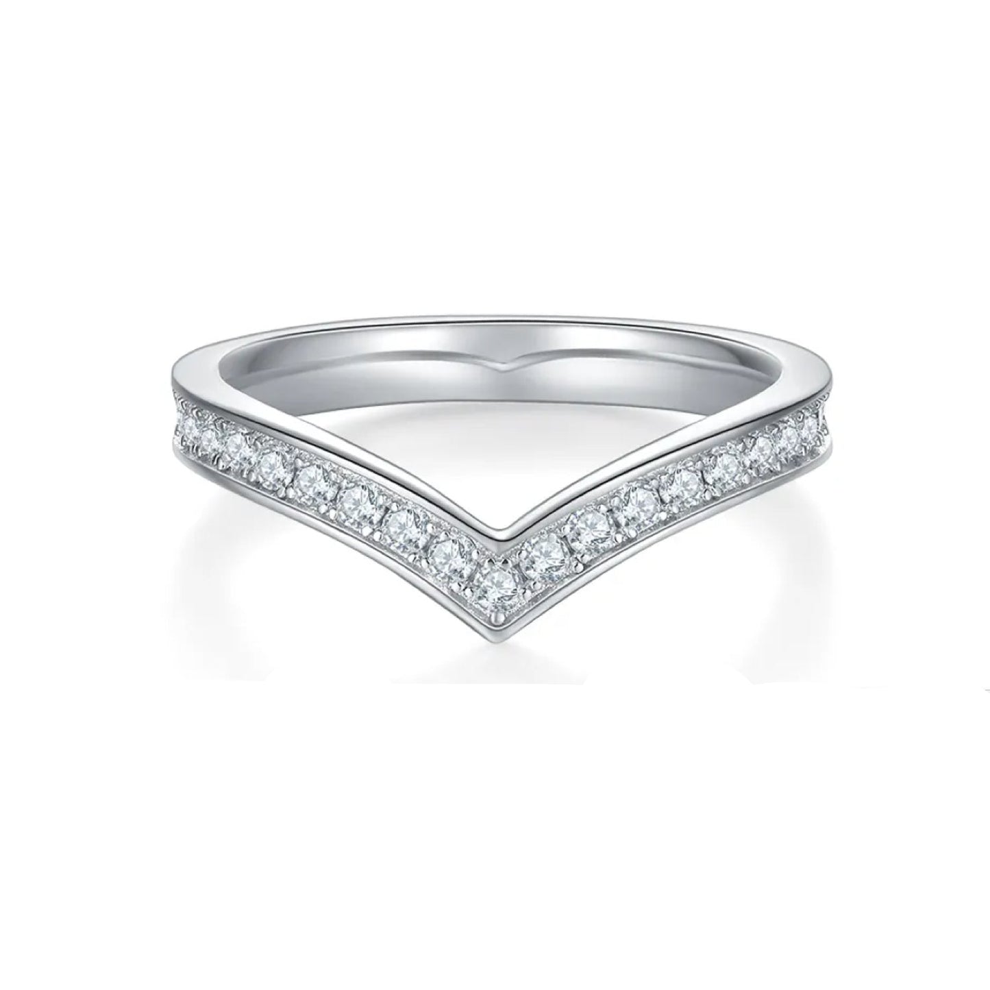 Wishbone Pave Full Eternity Moissanite Stacking Ring