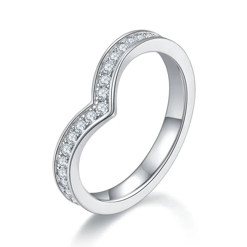 Wishbone Pave Full Eternity Moissanite Stacking Ring