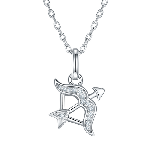 Sagittarius Zodiac Moissanite Necklace in White Gold