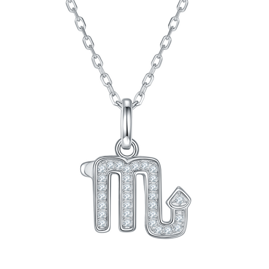 Scorpio Zodiac Moissanite Necklace in White Gold