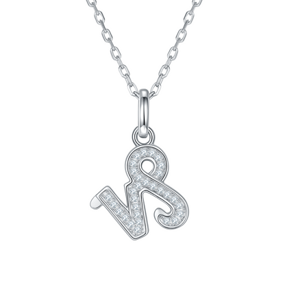 Capricorn Zodiac Moissanite Necklace in White Gold