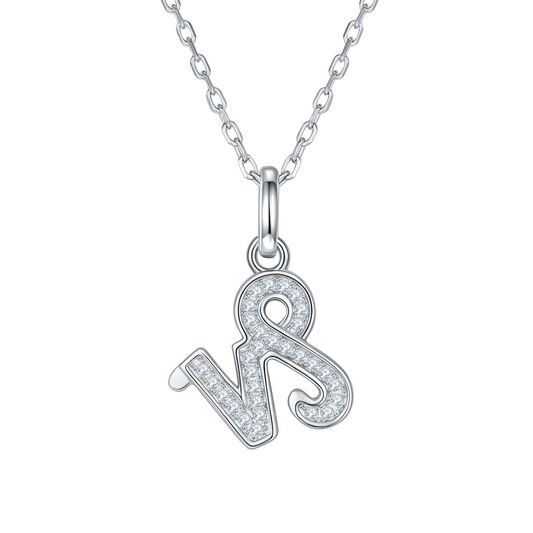 Capricorn Zodiac Moissanite Necklace in White Gold