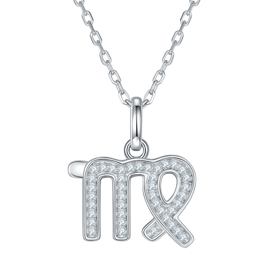 Virgo Zodiac Moissanite Necklace in White Gold