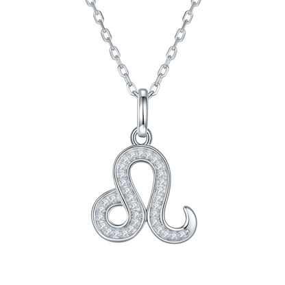 Leo Zodiac Moissanite Necklace in White Gold