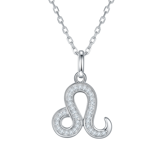 Leo Zodiac Moissanite Necklace in White Gold