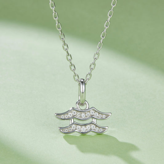 Aquarius Zodiac Moissanite Necklace in White Gold