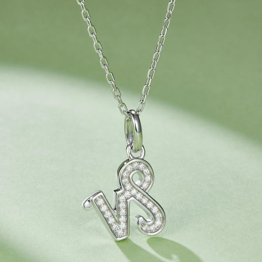 Capricorn Zodiac Moissanite Necklace in White Gold