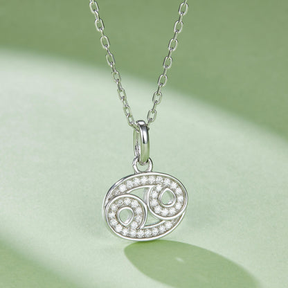 Cancer Zodiac Moissanite Necklace in White Gold