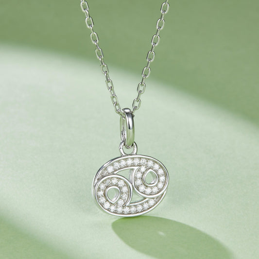 Cancer Zodiac Moissanite Necklace in White Gold
