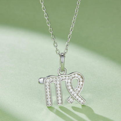 Virgo Zodiac Moissanite Necklace in White Gold