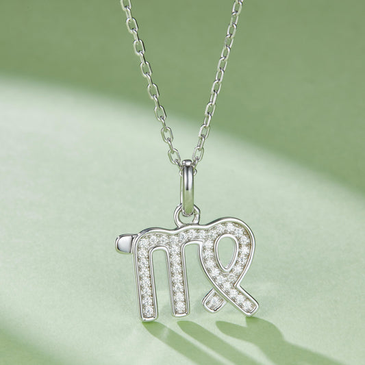 Virgo Zodiac Moissanite Necklace in White Gold