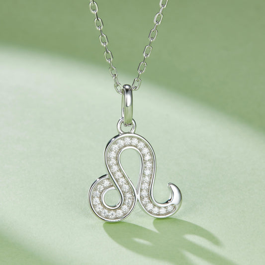 Leo Zodiac Moissanite Necklace in White Gold