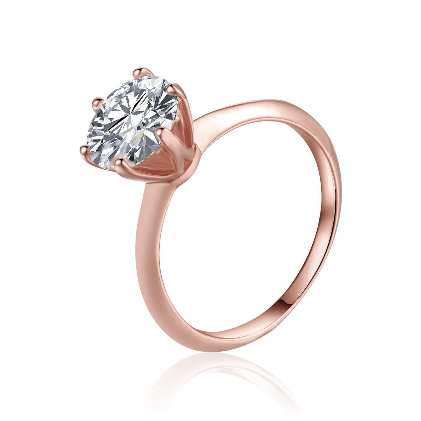 Solitaire Tiffany 6 Claw Setting 3.00ct Moissanite Engagement Ring Set 9ct Rose Gold