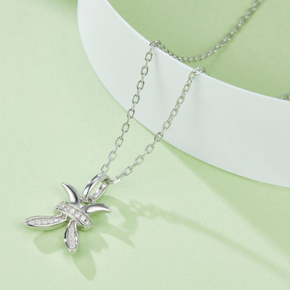 Pisces Zodiac Moissanite Necklace in White Gold