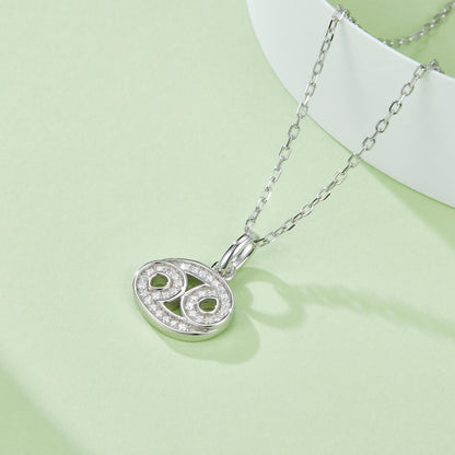 Cancer Zodiac Moissanite Necklace in White Gold