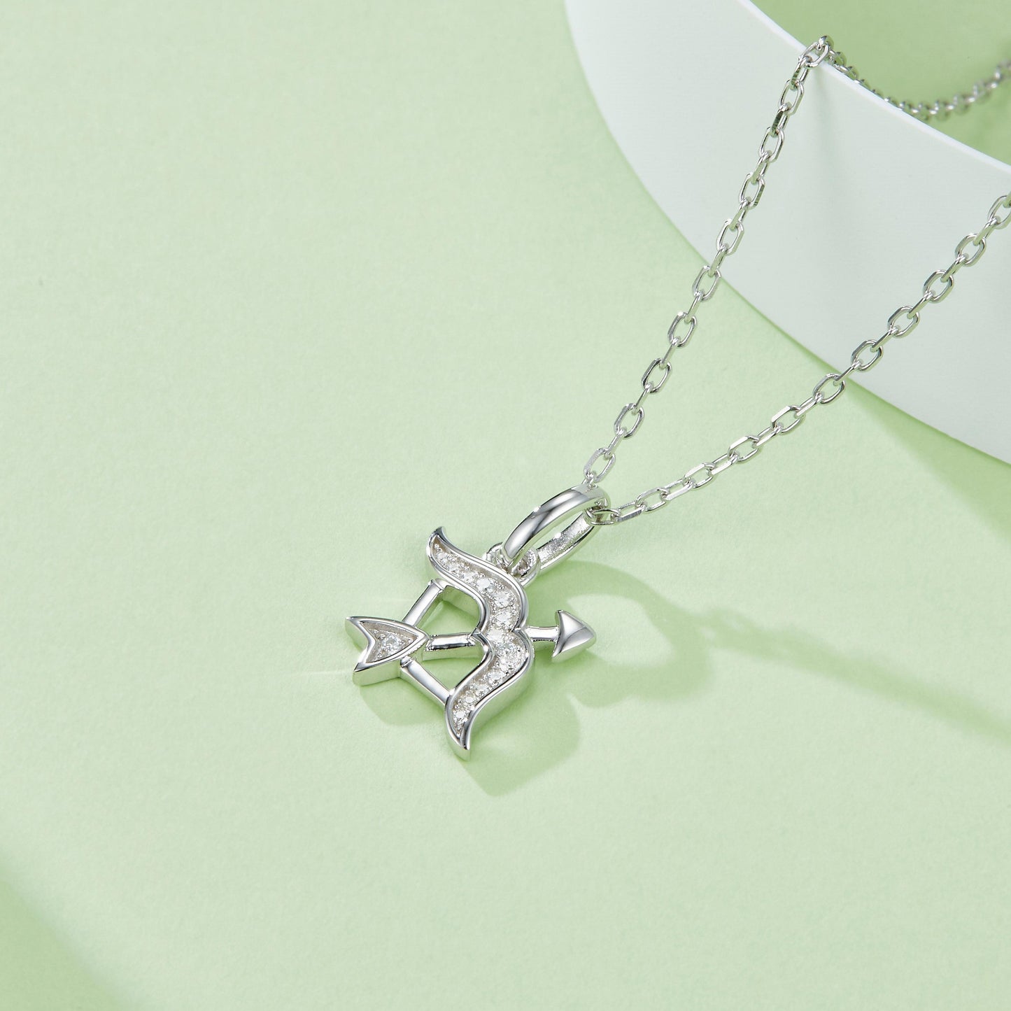 Sagittarius Zodiac Moissanite Necklace in White Gold