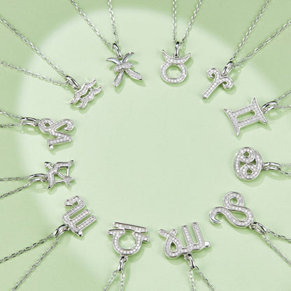 Leo Zodiac Moissanite Necklace in White Gold