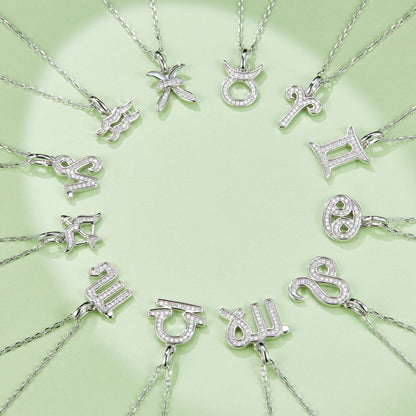 Sagittarius Zodiac Moissanite Necklace in White Gold