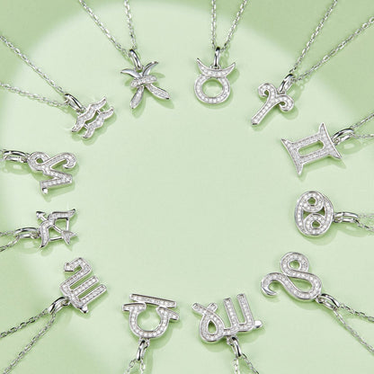 Libra Zodiac Moissanite Necklace in White Gold