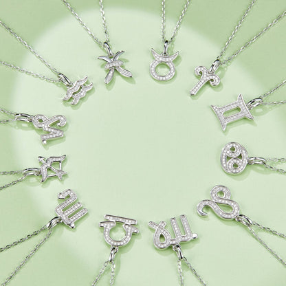 Scorpio Zodiac Moissanite Necklace in White Gold