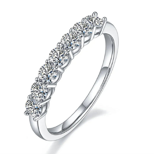 7 Stone Half Eternity Wedding Band Set in 9ct White Gold