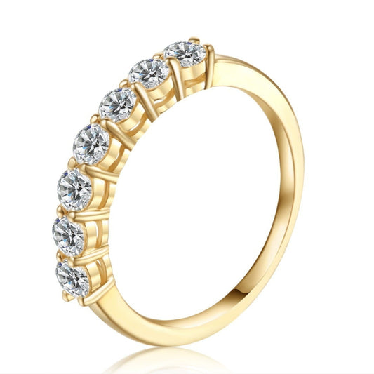 7 Stone Half Eternity Wedding Band Set in 9ct Yellow Gold